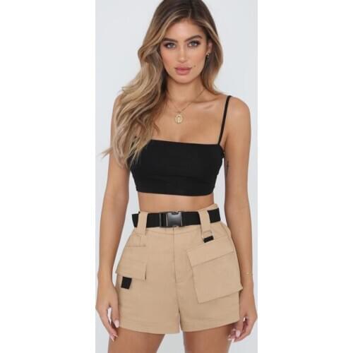 Womens Shorts Khaki Fashion Summer Shorts Cargo Pocket Casual Clothes Green Black HH105