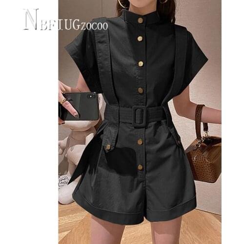 Women High Waist Cargo Women Jumpsuit Spring Summer New Female Playsuits
