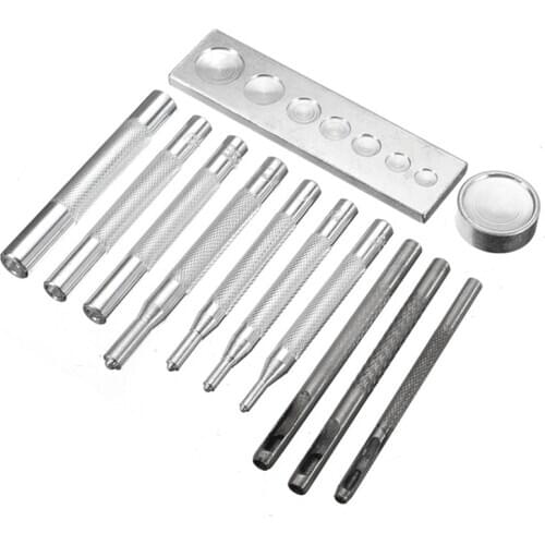 12pcs Snap Rivet Fastener Buttons Installation Tool Kit for Leather Crafts Hand Punch Tool Set DIY Material Accessories