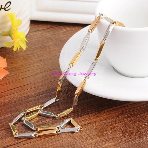 18-36" 3MM Fashion Hotsale Mens Boys' Necklace 316L SilverGold Color Stainless Steel Mans SilverGold Color Stick Chain Necklace