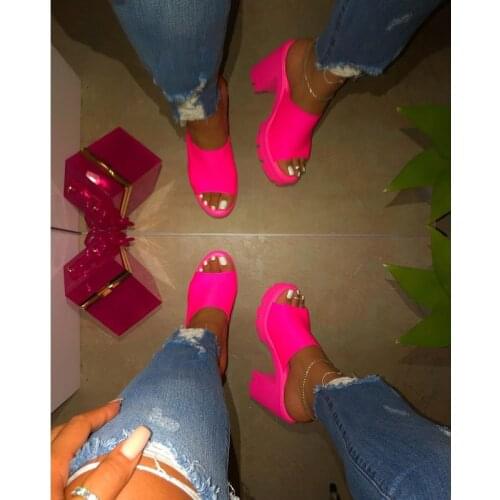 2021 Summer Womens High Heeled Sandals Fashion Solid Color Fish Mouth Slippers Outdoor Casual Handmade Womens Shoes Plus Size