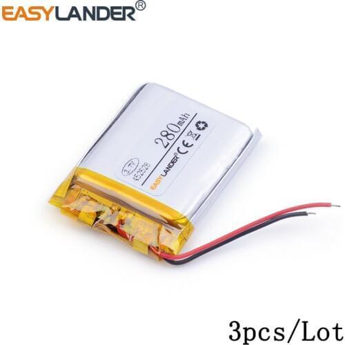 3pcs /Lot 452528 280mAh 3.7v lithium Li ion polymer rechargeable battery 3.7v For ablet battery MP3 Bluetooth audio sound card