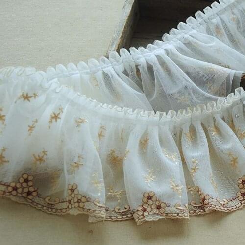 4meters/lot 15cm Wide 3D Pleated Soft Mesh Embroidery Lace Fabric Fold Sewing Material Ruffle Dress Trim Fringe Decor