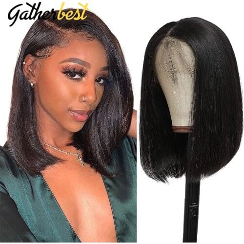 4x4 Lace Front Bob Wigs straight lace front wig brazilian Virgin Human Hair Short Bob Wigs for Black Women Pre Plucked