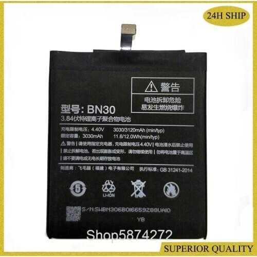 3120mAh Phone Battery BN30 for Xiaomi Redmi 4A High Quality Replacement Bateria Rechargeable Batteries
