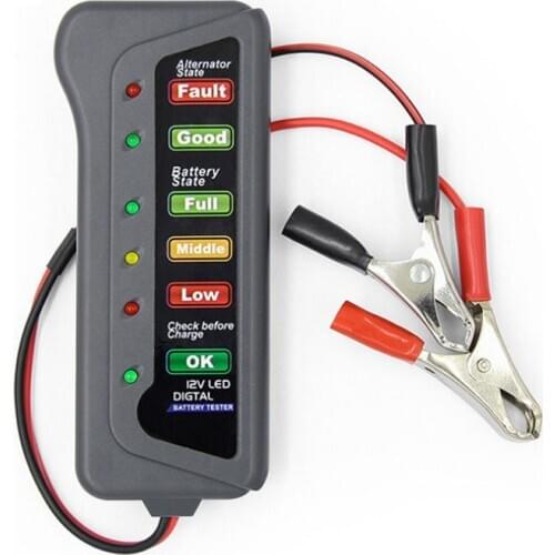 Car Battery Tester 12V Auto Battery Tester Digital Alternator Tester with 6 LED Lights Automotive Testing Tool Diagnostic Tool