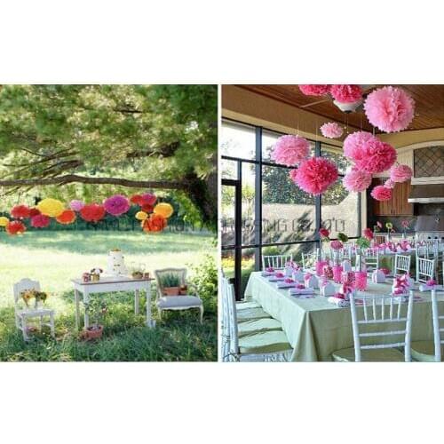 Free shipping 8 inch (20cm) 5pcs/pack tissue paper pom pom with many colors available for wedding decorations