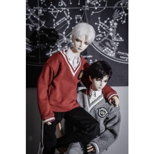 BJD doll clothes college style badge V collar coat 1/4 1/3 SD MSD SSDF Uncle doll accessories (Badge style casual hair)
