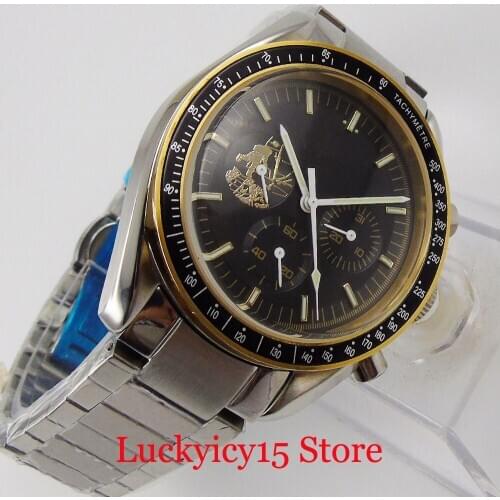 BLIGER Brand Classic Black Automatic Men Watch Nologo Full Steel Wristwatch Mental Bracelet Date Sube Dial