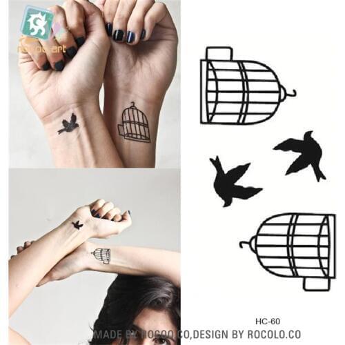 Body Art waterproof temporary tattoos for men and women and Couples simple 3d bird design small tattoo sticker Wholesale HC1060