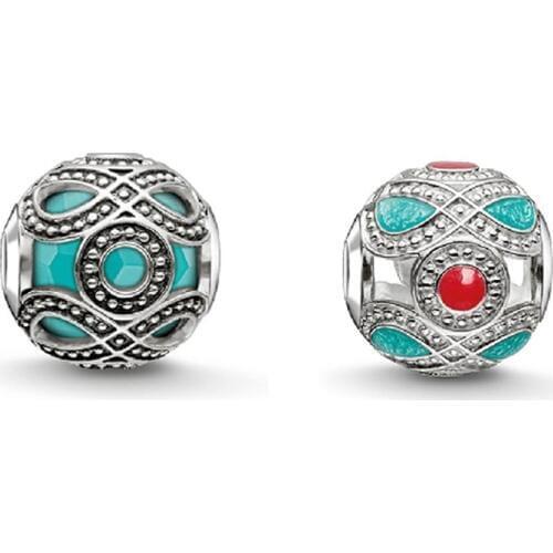 925 Sterling Silver Ethnic National Style Natural Stone Bead, Most Fashion Beads for Jewelry Making Fit Bracelet for Women Men