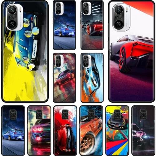 Phone Case For Redmi Note 10 Pro Max 9 8 7 9T 8T 9s Cover For Redmi K40 K30 pro Shell Black Caso Cool Sport Car
