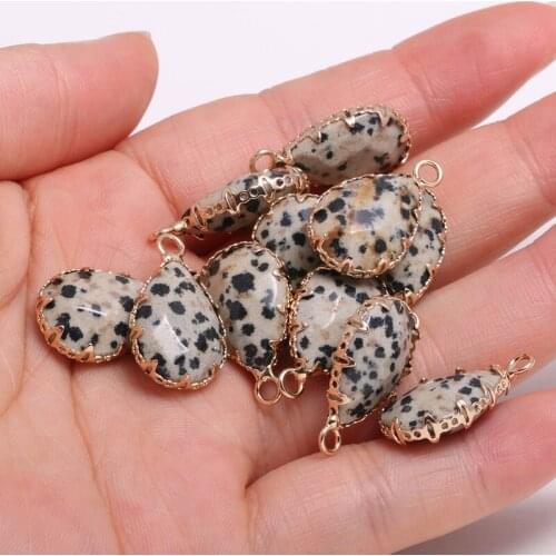 Damation jasperes drop-shaped gold-plated semi-precious stone connector for jewelry making temperament accessories size 13x23mm