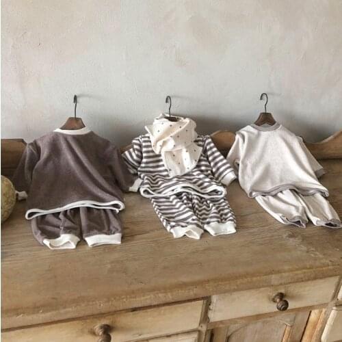 Korean Style Baby Sports Suit Spring Autumn Toddler Baby Boys Girls Cotton Shirt Long Sleeve Tops +Baby Pants 2Pcs Clothes New