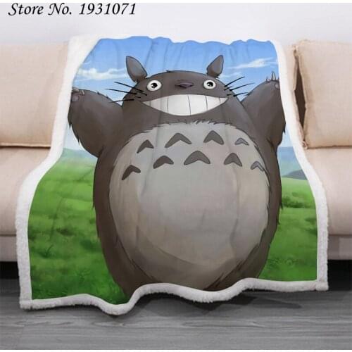 Anime Totoro 3D Printed Fleece Blanket for Beds Thick Quilt Fashion Bedspread Sherpa Throw Blanket Adults Kids 06