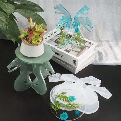 Exquisite Diy Crystal Epoxy Mold Desktop Display Shelf Snake-shaped Rotating Ornaments Flower Pot Rack Storage Rack Silicone