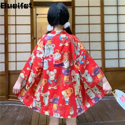 Japanese Traditional Kimono Cardigan Women Casual Anime Printing Yukata Summer Thin Loose Streetwear Sunscreen Asian Clothes