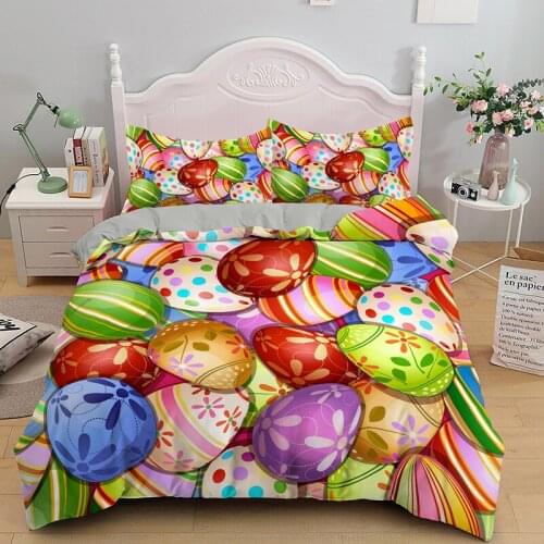 3d Printed Happy Easter Egg Rabbit Bedding Set Lovely Colorful Duvet Cover Sets Girl Boy Cartoon Home Textile Cute Bed Linen