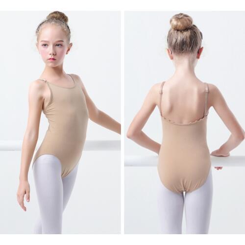 Songyuexia New Girls Kids Nude Camisole Leotard Ballet Underwear Seamless Skin Colored Gymnastics Leotard Adjustable Children