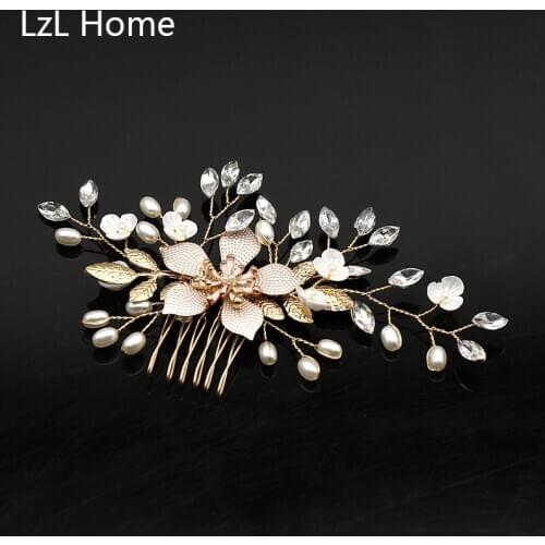 LZL Home Forest Department Wedding Bride Hair Comb Insert Comb Flower Alloy Pearl Jewelry Party Dress Matching Headdress