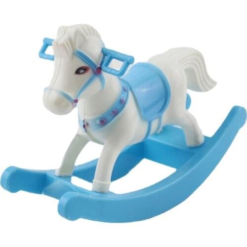 HUYU Mini Small Plastic Rocking Horse Model Baby Shower Party Favor Dolls Balance House Decoration Pretend Play House Toys