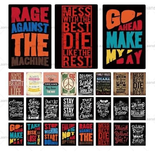 Metal Tin Sign Modern Inspirational Word Encourage Cheering Signs Wall Decor For Home Cafe Company Pub Club Iron Brand Plaque