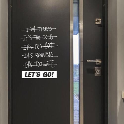 LETS GO Motivational Decal Walk Running Hiking Bike Vinyl Wall Sticker Home Gym Workout Quote Door Decor Mural Removable 4751