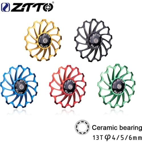ZTTO 13T 4/5/6mm Ceramic Bicycle Bearing Pully Mtb Pillow Block Bearing 7075 Aluminum Alloy Bicycle Bearing Guide Pully 1pc