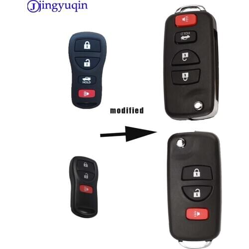 Jingyuqin Refit fliping remote key shell case for nissan car remote control key shell fob key cover 3 4 buttons new