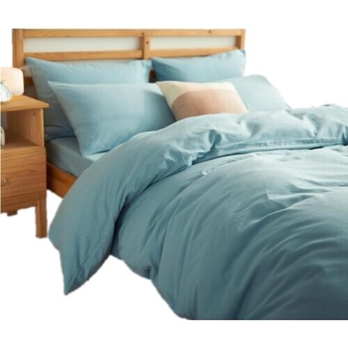 New Product Solid Color 4 Pcs Bedding Set Microfiber Bedclothes Navy Blue Gray Bed Cotton Cover Set Bed Sheet