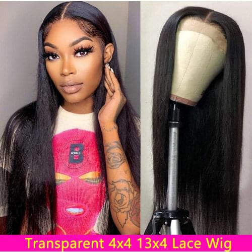 Brazilian 4x4 Lace Closure Wig 30 Inch Straight Human Hair Wigs For Black Women Non-Remy 150% Lace Front Human Hair Wigs