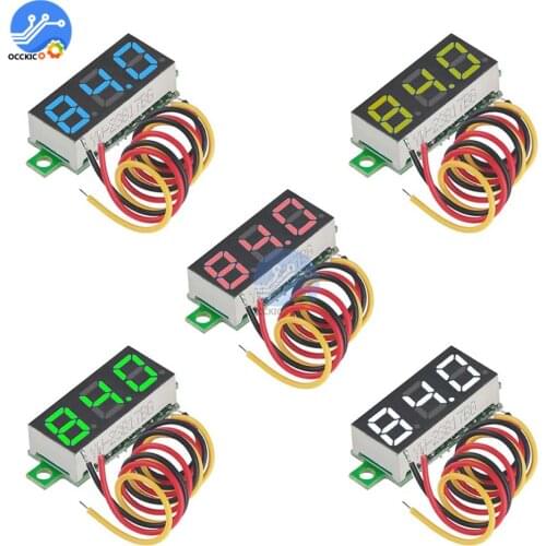 0.28 inch 0.28" 3 Wires Portable Voltmeter Blue Red Green Yellow DC 0-100V Light Digital LED Panel Voltage Meter LED display