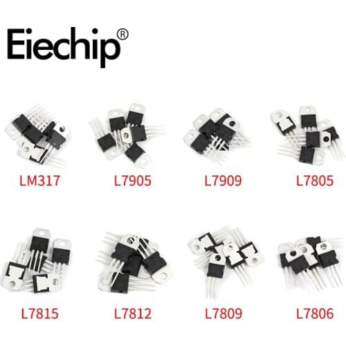 40pcs/set Voltage Regulators IC TO-220 L7805/7806/7809/7812/7815/7905/7909 LM317T Mosfet Transistor Assortment Kit