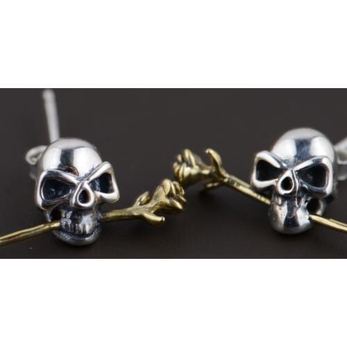 S925 silver lovers personality skull Earrings Silver earrings for men