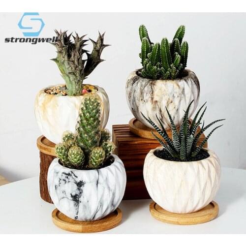 Strongwell European Modern Ceramic Mini Flower Pot Decoration Planter Home Office Decor Succulent Flowerpots Handicrafts Gifts