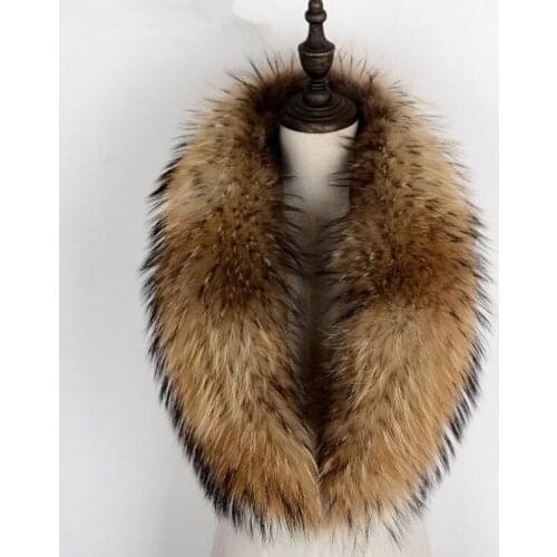 100% Genuine Raccoon Fur Collar Scarf For Coat Detachable Natural Raccoon Fur Scarf For Women Real Fur Collar Neck Warmer