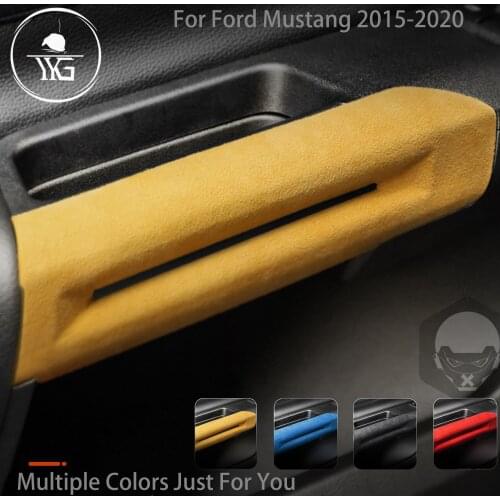 Suede Inner Door Handles Cover Interior For Ford Mustang 2015-2020 Turn Fur Wrap Door Pull Trim Mouldings ABS Car Accessories