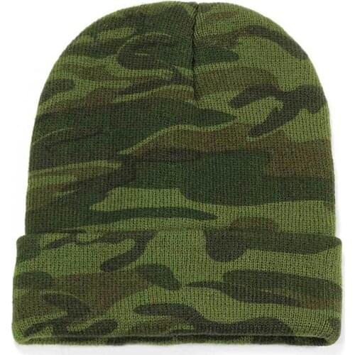Green Camouflage Knit Hat Men And Women Knit Hat Ski Hat Cap Green Hat Camouflage Pullover Knit Hat Camouflage Uniform Hat