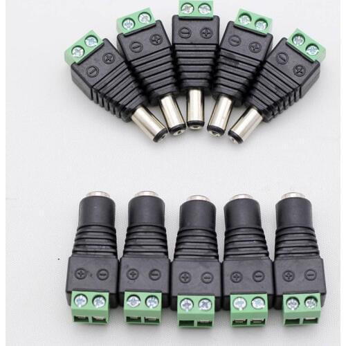 10pcs 12V 2.1 X 5.5mm DC Power Male Plug Jack Adapter Connector Plug For CCTV Single Color LED Light