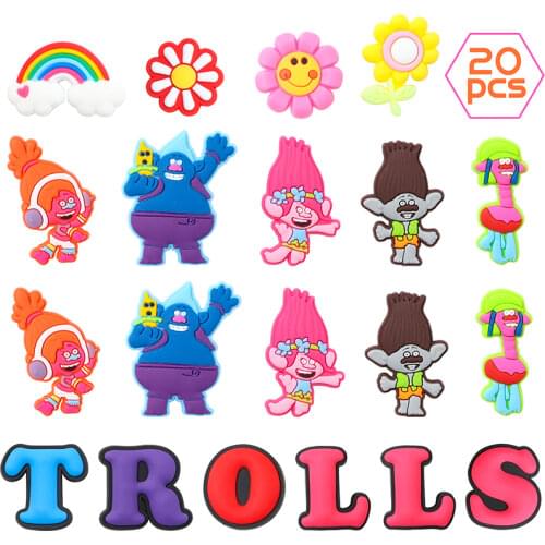 20Pcs Queen Barb Charm Shoes Clogs Decoration Cartoon Kawaii Wristband Bracelet Gift with Flowers Rainbow Letter For Girls Women
