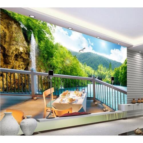 3d mural wallpaper 3d room wallpaper landscape Beautiful landscape 3D landscape balcony TV backdrop