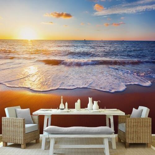 Sunset Sea Surf Beach Fantasy Landscape 3D Stereo Wallpapers New Design Texture Photo Wall Papers Living Room Bedroom Home Decor