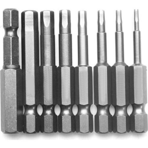8pcs/set 50mm H1.5-H8 1/4'' Hex Shank Magnetic Head Screwdriver Bits Screw Drivers