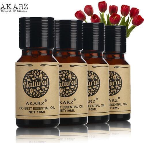 AKARZ Famous brand Peppermint Ylang Ylang Honeysuckle Clary Sage essential oil For Aromatherapy Massage Bath skin care 10ml*4