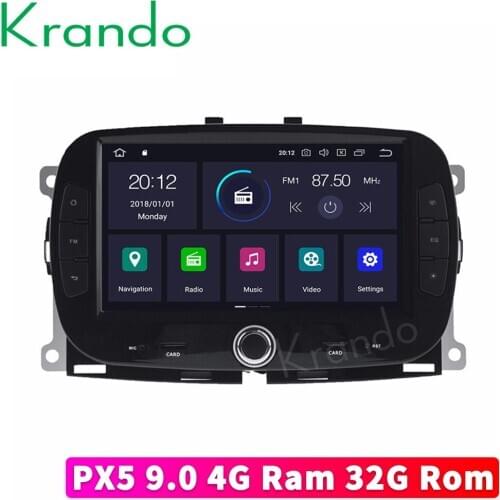 Krando 7'' Android 10.0 for fiat 500 2015-2018 car radio dvd player navigation multimedia player with bluetooth