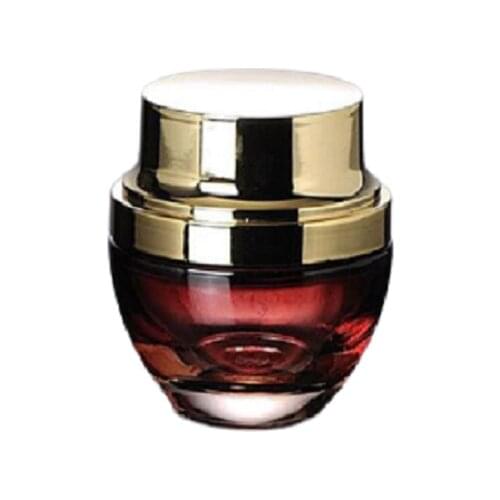 30G 50G Red Glass Cream Jar Shiny Gold Lid Elegant Cosmetic Packaging Container Refillable Bottle 10pieces/Lot