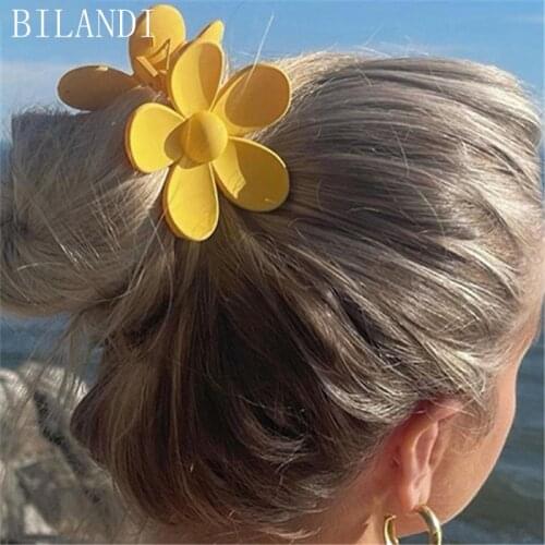 Bilandi 2021 New Colorful Cute Flower Hair Clips Headwear Sweet Matte Hair Claw Clips Hairpins for Women Girls Hair Accessories