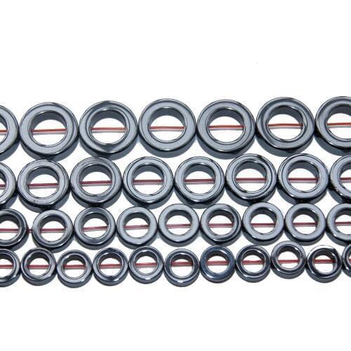 Wholesale 8 10 12 14 MM Natural Stone Black Hematite Beads Round Ring For Jewelry Making DIY Bracelet Necklace Accessaries