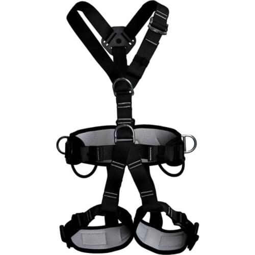Black 160-190cm Adjustable Safety Rope Full Body Outdoor Rock Climbing Safety Harness Easy To Use Belt Mountaineering Equipment