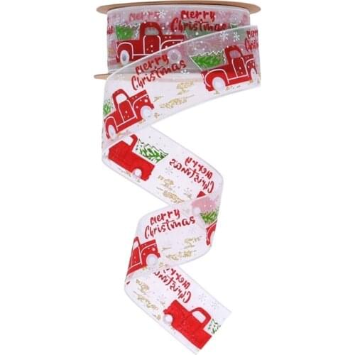 L5YA Tulle Ribbon Gilding Christmas Blessings for Christmas Christmas Tree Ribbon Decoration DIY Sewing Handmand Crafts